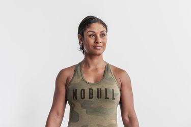 Nobull Racerback Women's Tank Tops Green Camo | Australia (BX4280)